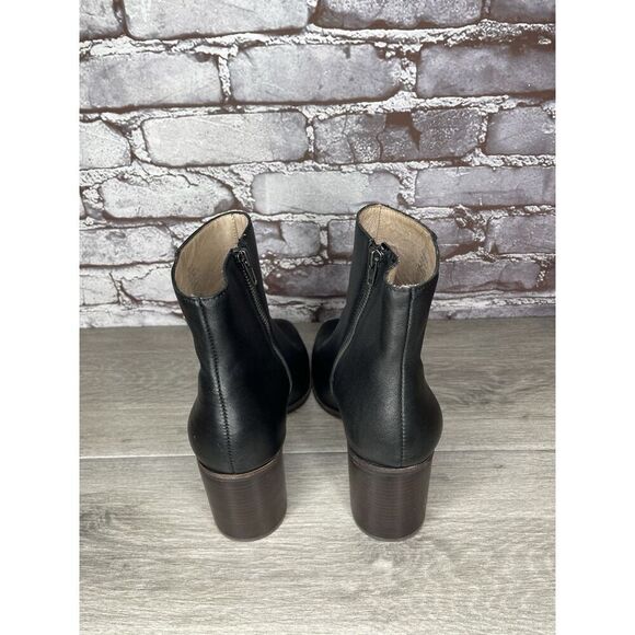 Madewell Brenner Black Brown Leather Block Heel Booties Zip Boots Women 9.5M US - Picture 6 of 16